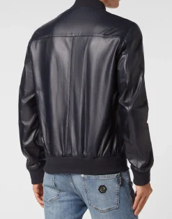 PHILIPP PLEIN Leather Bomber><noscript><img data-lazyloaded=
