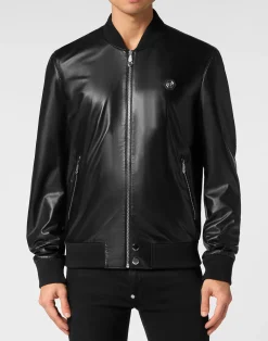PHILIPP PLEIN Leather Bomber>Uomo Giacche Di Pelle|Giacche E Cappotti