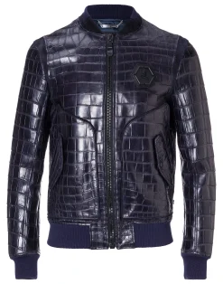 PHILIPP PLEIN Leather Bomber "Tiger face">Uomo Giacche Di Pelle|Giacche E Cappotti