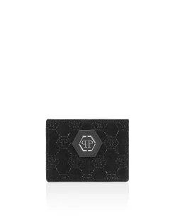 PHILIPP PLEIN Leather Cardholder Monogram Strass>Uomo Portafogli E Piccola Pelletteria