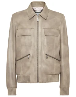 PHILIPP PLEIN Leather Coster Bomber Jacket LS>Uomo Giacche Di Pelle|Giacche E Cappotti