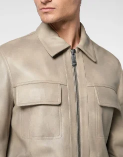 PHILIPP PLEIN Leather Coster Bomber Jacket LS><noscript><img data-lazyloaded=