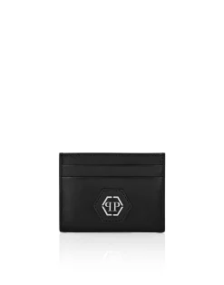PHILIPP PLEIN Leather Credit Cards Holder Hexagon>Uomo Portafogli E Piccola Pelletteria