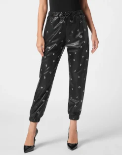 PHILIPP PLEIN Leather Eyelet Jogging Pants>Donna Pelle E Pellicce