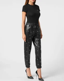 PHILIPP PLEIN Leather Eyelet Jogging Pants><noscript><img data-lazyloaded=