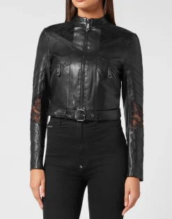 PHILIPP PLEIN Leather Fitted Biker Lace>Donna Pelle E Pellicce|Giubbotti