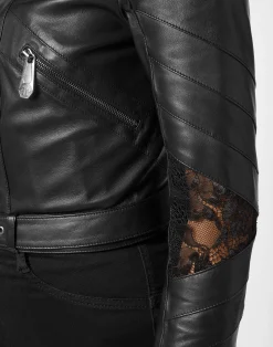 PHILIPP PLEIN Leather Fitted Biker Lace><noscript><img data-lazyloaded=