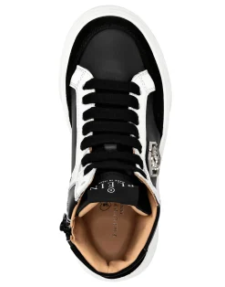 PHILIPP PLEIN LEATHER HI-TOP SNEAKERS HEXAGON><noscript><img data-lazyloaded=