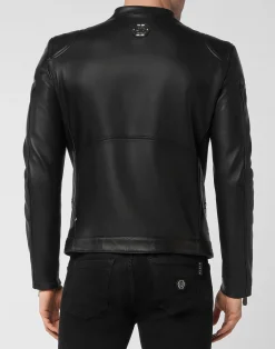 PHILIPP PLEIN Leather Jacket><noscript><img data-lazyloaded=