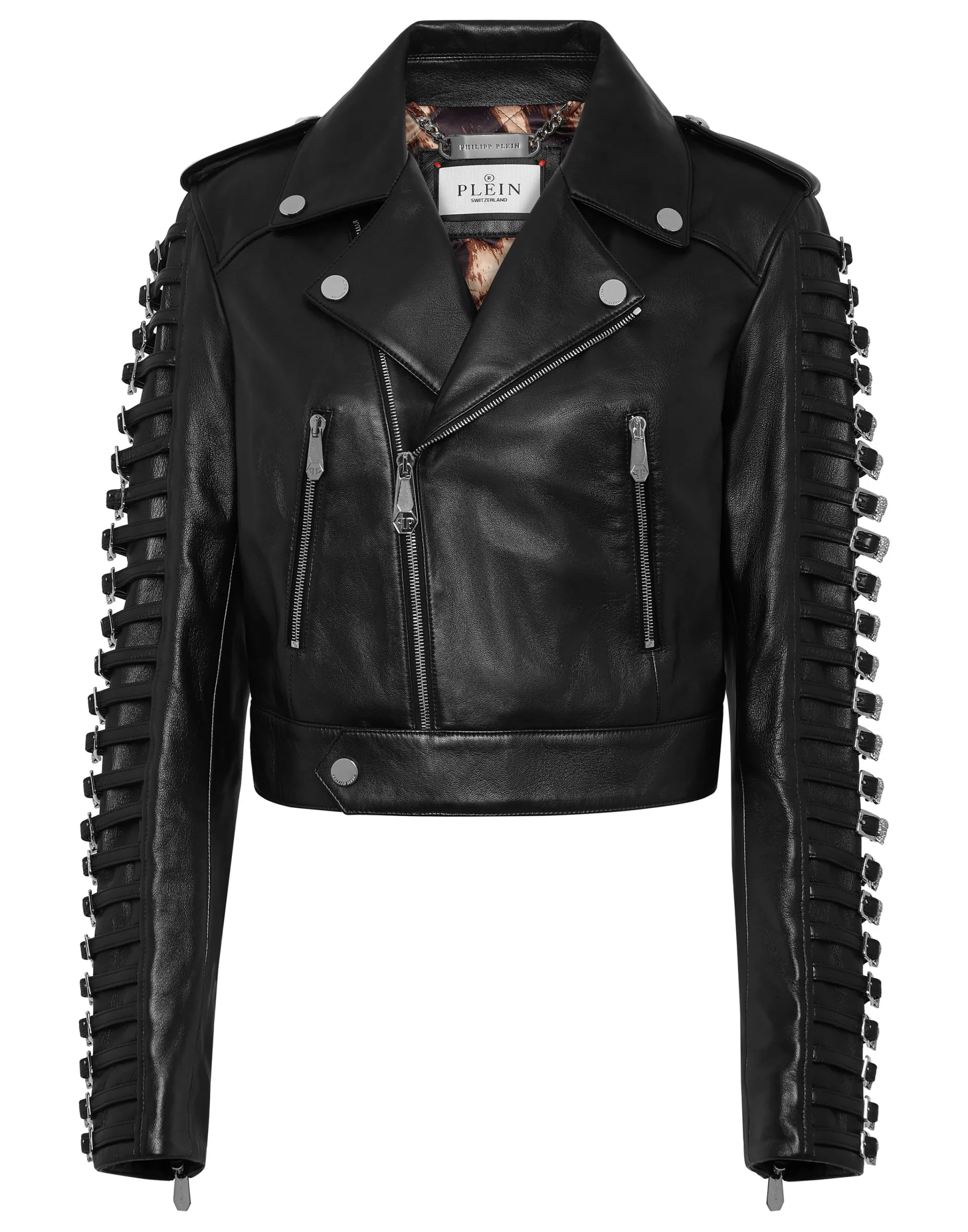 PHILIPP PLEIN Leather Jacket Crystal Skull>Donna Pelle E Pellicce|Giubbotti