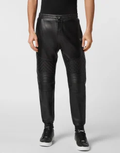PHILIPP PLEIN Leather Jogging Trousers>Uomo Pantaloni & Shorts