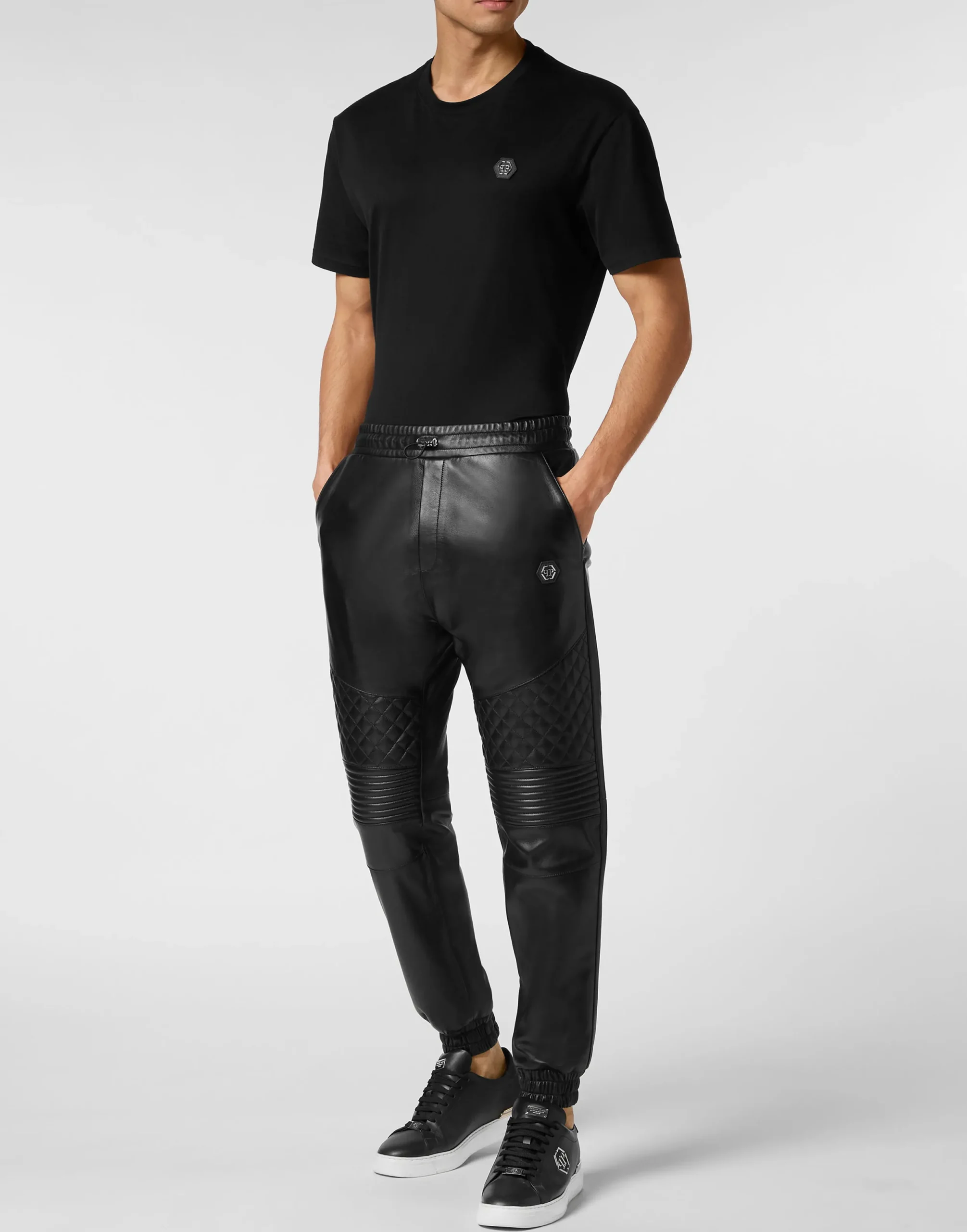 PHILIPP PLEIN Leather Jogging Trousers>Uomo Pantaloni & Shorts