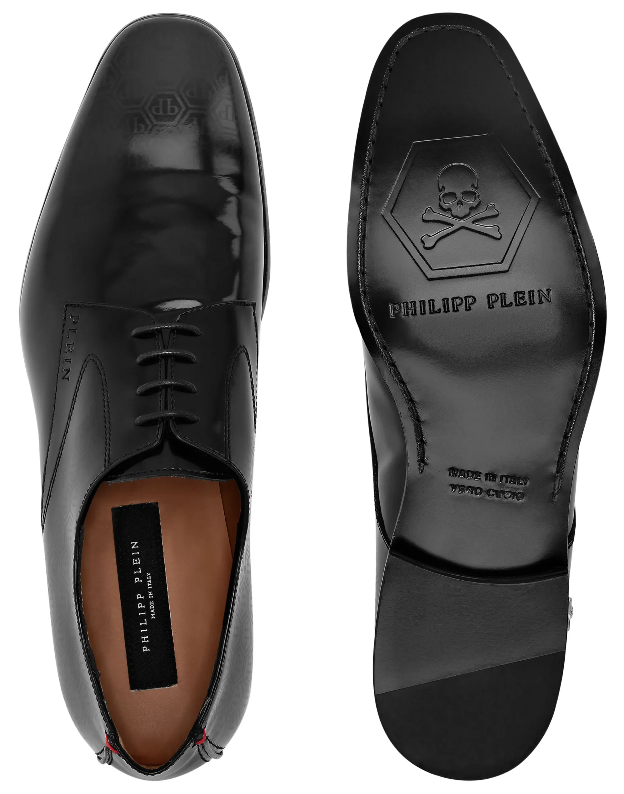 PHILIPP PLEIN Leather Lace Up Shoes Monogram>Uomo Scarpe Classiche