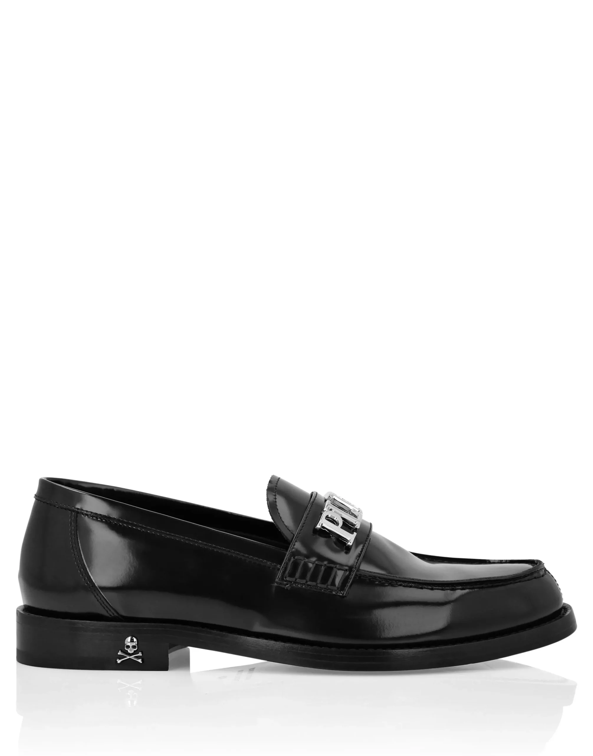 PHILIPP PLEIN Leather Loafers Plein Lettering>Uomo Mocassini