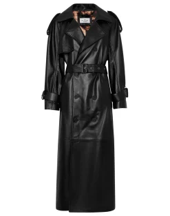 PHILIPP PLEIN Leather Long Trench Coat>Donna Pelle E Pellicce|Giubbotti