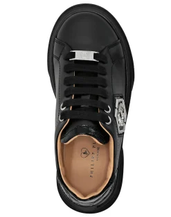 PHILIPP PLEIN LEATHER LO-TOP SNEAKERS HEXAGON><noscript><img data-lazyloaded=
