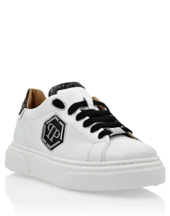 PHILIPP PLEIN LEATHER LO-TOP SNEAKERS HEXAGON>Bambino Scarpe