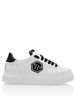 PHILIPP PLEIN LEATHER LO-TOP SNEAKERS HEXAGON>Bambino Scarpe
