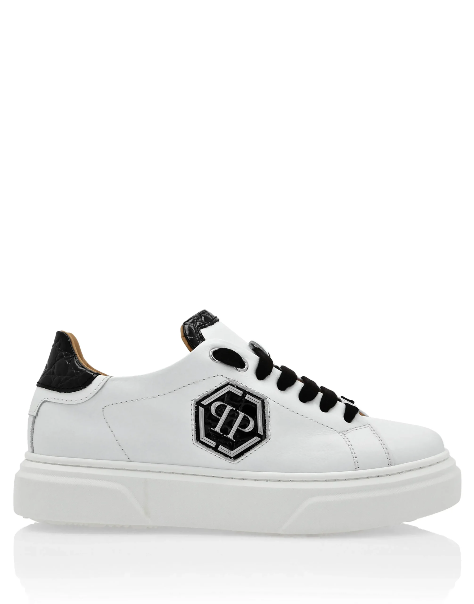 PHILIPP PLEIN LEATHER LO-TOP SNEAKERS HEXAGON>Bambino Scarpe