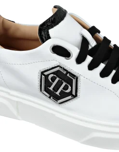 PHILIPP PLEIN LEATHER LO-TOP SNEAKERS HEXAGON><noscript><img data-lazyloaded=