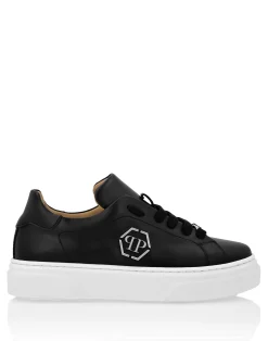 PHILIPP PLEIN LEATHER LO-TOP SNEAKERS THE PLEIN ORIGINAL>Bambino Scarpe