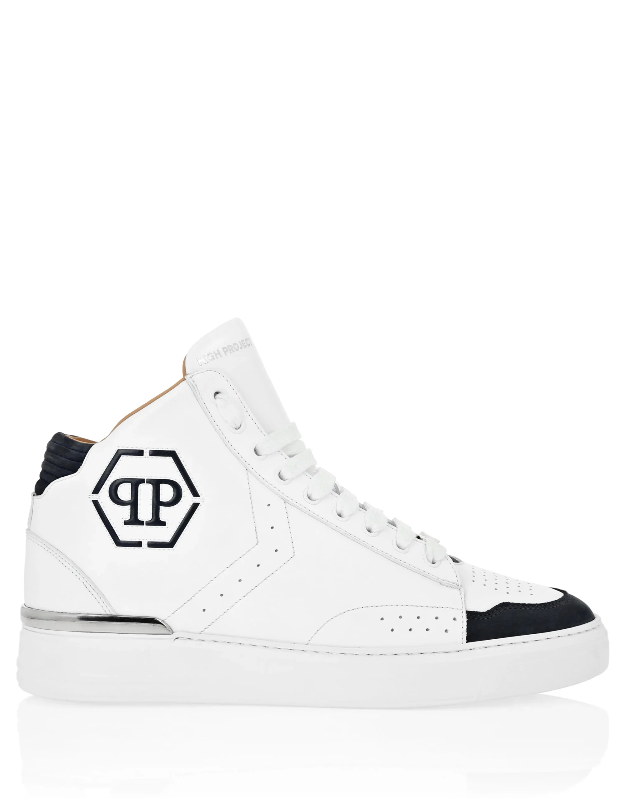 PHILIPP PLEIN Leather Mid-Top Sneakers Hexagon>Uomo High Top Sneakers