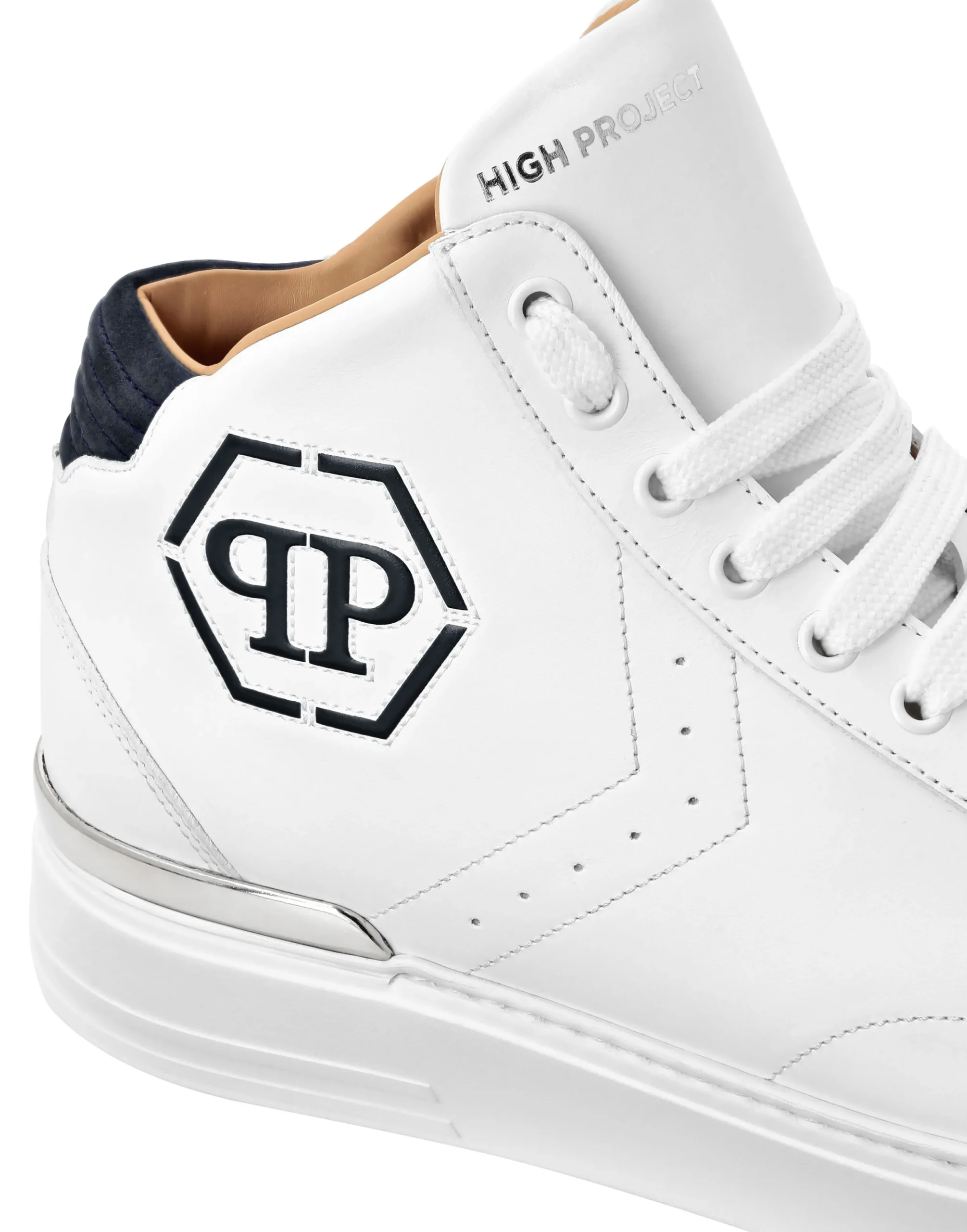 PHILIPP PLEIN Leather Mid-Top Sneakers Hexagon>Uomo High Top Sneakers