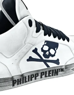 PHILIPP PLEIN Leather Mid-Top Sneakers Retrokickz TM><noscript><img data-lazyloaded=