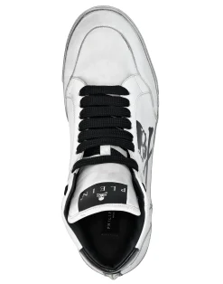 PHILIPP PLEIN Leather Mid-Top Sneakers Retrokickz TM><noscript><img data-lazyloaded=