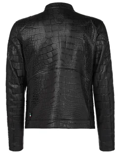 PHILIPP PLEIN Leather Moto Jacket Luxury>Uomo Giacche Di Pelle|Giacche E Cappotti