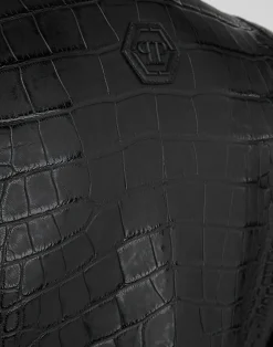 PHILIPP PLEIN Leather Moto Jacket Luxury><noscript><img data-lazyloaded=