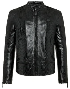 PHILIPP PLEIN Leather Moto Jacket Luxury>Uomo Giacche Di Pelle|Giacche E Cappotti
