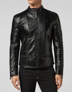 PHILIPP PLEIN Leather Moto Jacket Luxury>Uomo Giacche Di Pelle|Giacche E Cappotti