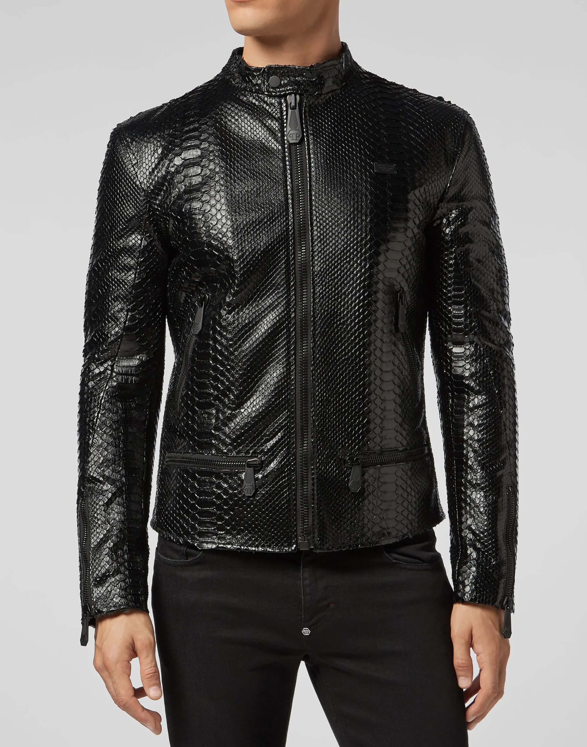 PHILIPP PLEIN Leather Moto Jacket Luxury>Uomo Giacche Di Pelle|Giacche E Cappotti