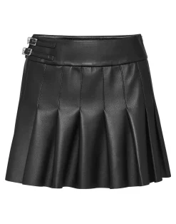 PHILIPP PLEIN Leather Pleated Mini Skirt>Donna Pelle E Pellicce|Abiti E Gonne