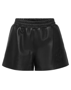 PHILIPP PLEIN Leather Shorts Signature>Donna Pelle E Pellicce
