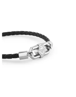 PHILIPP PLEIN Leather Stainless Steel Bracelet PLEIN EDGE> Gioielli Per Lui