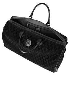 PHILIPP PLEIN Leather Weekend Bag Monogram Strass><noscript><img data-lazyloaded=