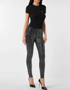 PHILIPP PLEIN Leggings Monogram Strass><noscript><img data-lazyloaded=