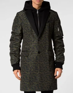 PHILIPP PLEIN Long Baseball Coat>Uomo Giacche E Cappotti