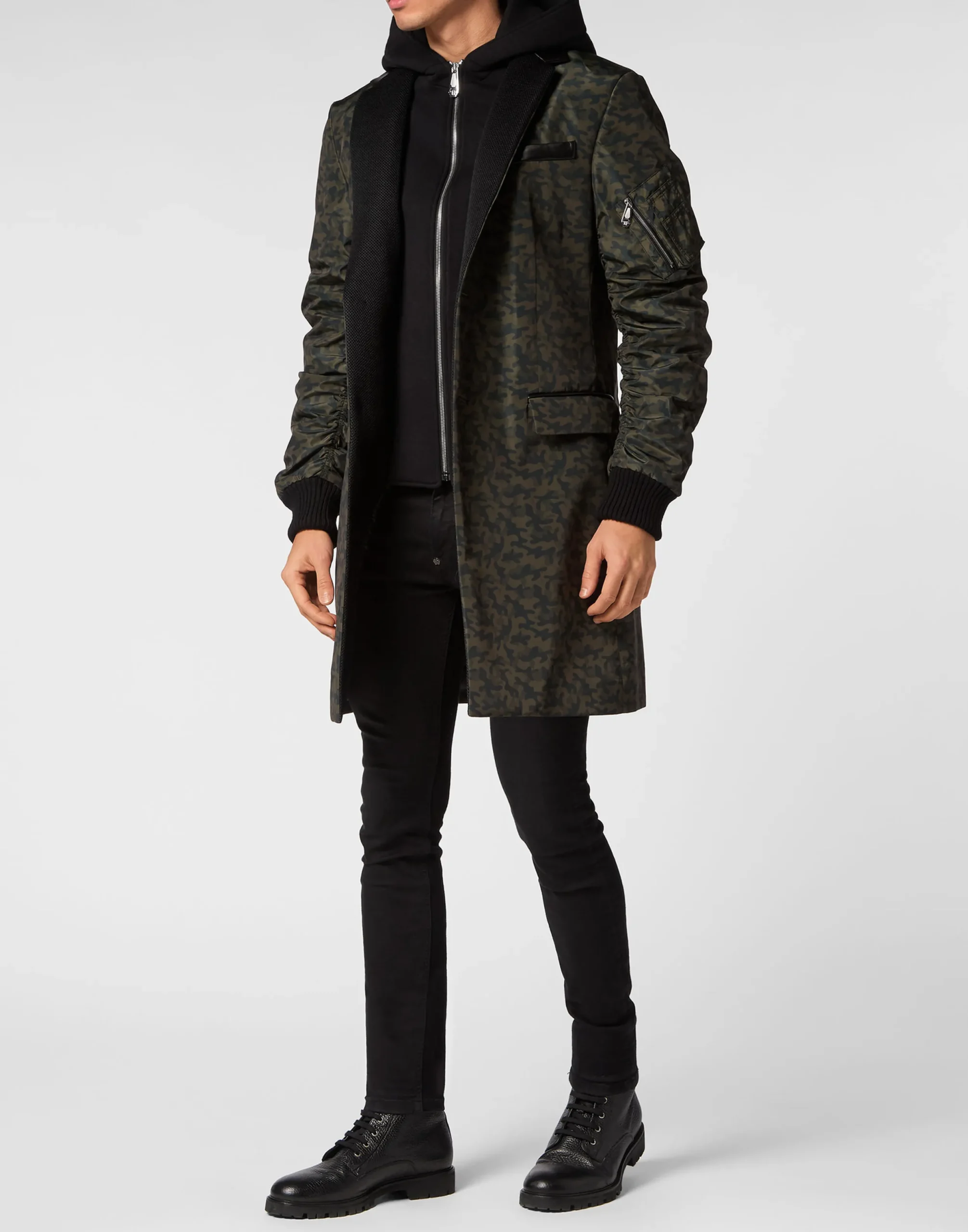 PHILIPP PLEIN Long Baseball Coat>Uomo Giacche E Cappotti