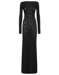 PHILIPP PLEIN Long Dress Knitted Monogram>Donna Abiti E Gonne