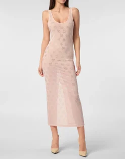 PHILIPP PLEIN Long Dress Monogram Strass>Donna Abiti E Gonne