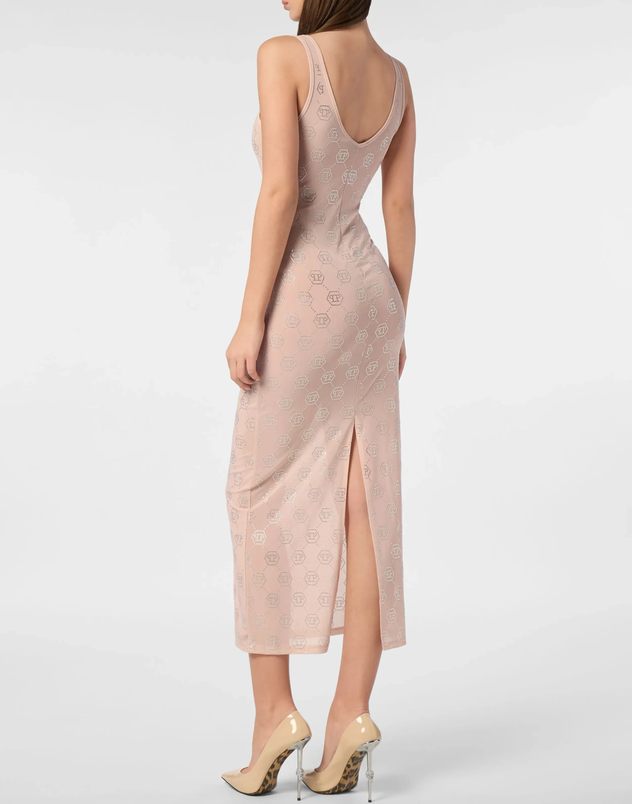 PHILIPP PLEIN Long Dress Monogram Strass>Donna Abiti E Gonne
