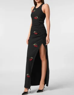 PHILIPP PLEIN Long Dress Rib Cherries><noscript><img data-lazyloaded=