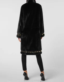 PHILIPP PLEIN Long Fur Mink Coat><noscript><img data-lazyloaded=