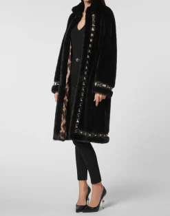 PHILIPP PLEIN Long Fur Mink Coat><noscript><img data-lazyloaded=