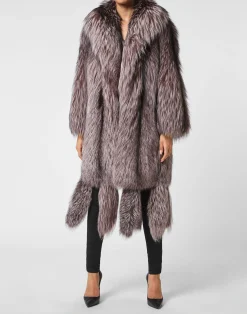 PHILIPP PLEIN LONG SILVER FOX COAT>Donna Giubbotti|Pellicce E Cappotti