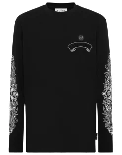 PHILIPP PLEIN Long Sleeve T-Shirt Chrome Crest>Uomo T-Shirts