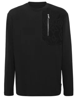 PHILIPP PLEIN Long Sleeve T-Shirt With Jacquard Crest Insert>Uomo T-Shirts